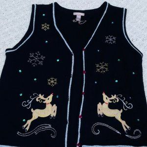 White Stag Reindeer Sweater Vest XL in Excellent Condition